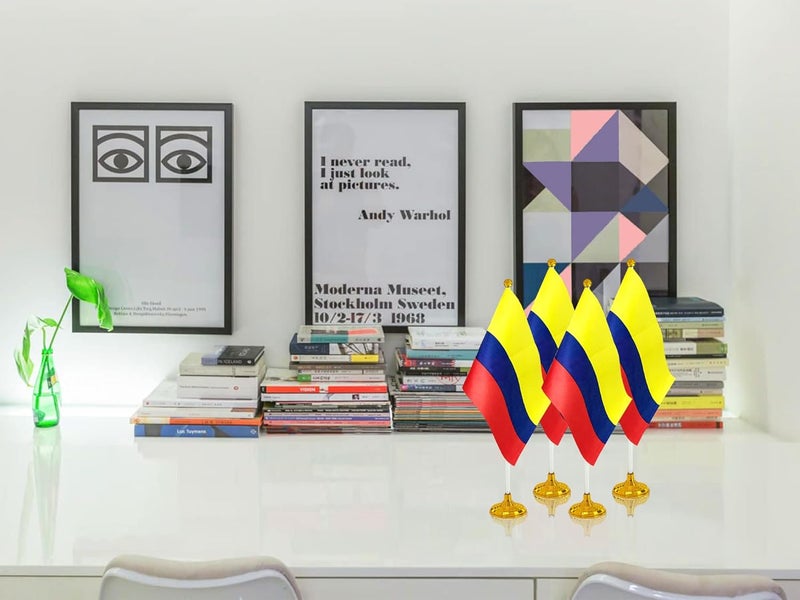 WXTWK 12 Pack Colombia Flag Colombian Desk Flag Small Mini Colombian Table Flags With Stand Base,Home Office Festival Events Celebration Decorations - Image 5